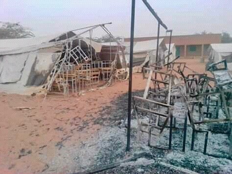A burned down school building
