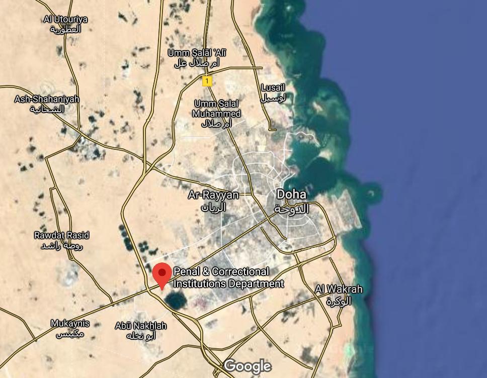 Satellite image of the Penal and Correctional Institutions Department in Doha, where Qatar’s only central prison is located.