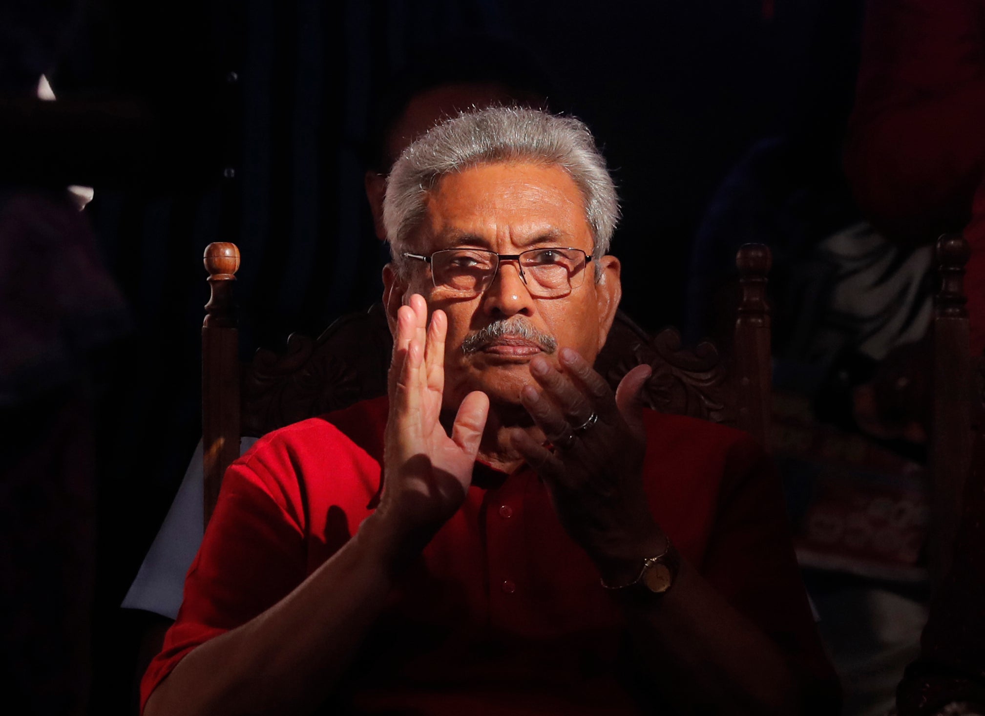 Le président sri-lankais Gotabaya Rajapaksa, photographié le 13 novembre 2019 à Homagama, dans la banlieue de Colombo, trois jours avant l’élection qu’il a remportée. 