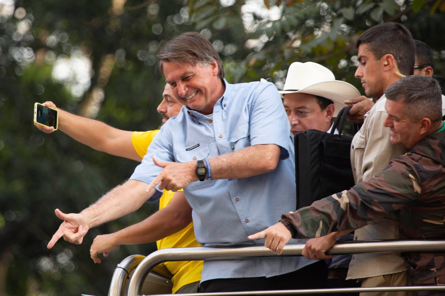 O Presidente Jair Bolsonaro, em um comício em 07 de setembro de 2021 em São Paulo, Brasil.