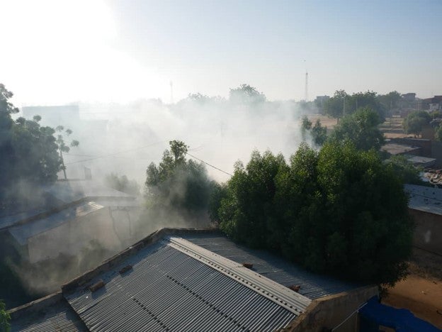 Smoke from teargas fired by Chadian security forces in the capital city N’Djamena, on October 2, 2021during an opposition-led protest 