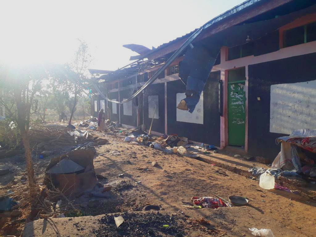 Damage to the exterior of a school building