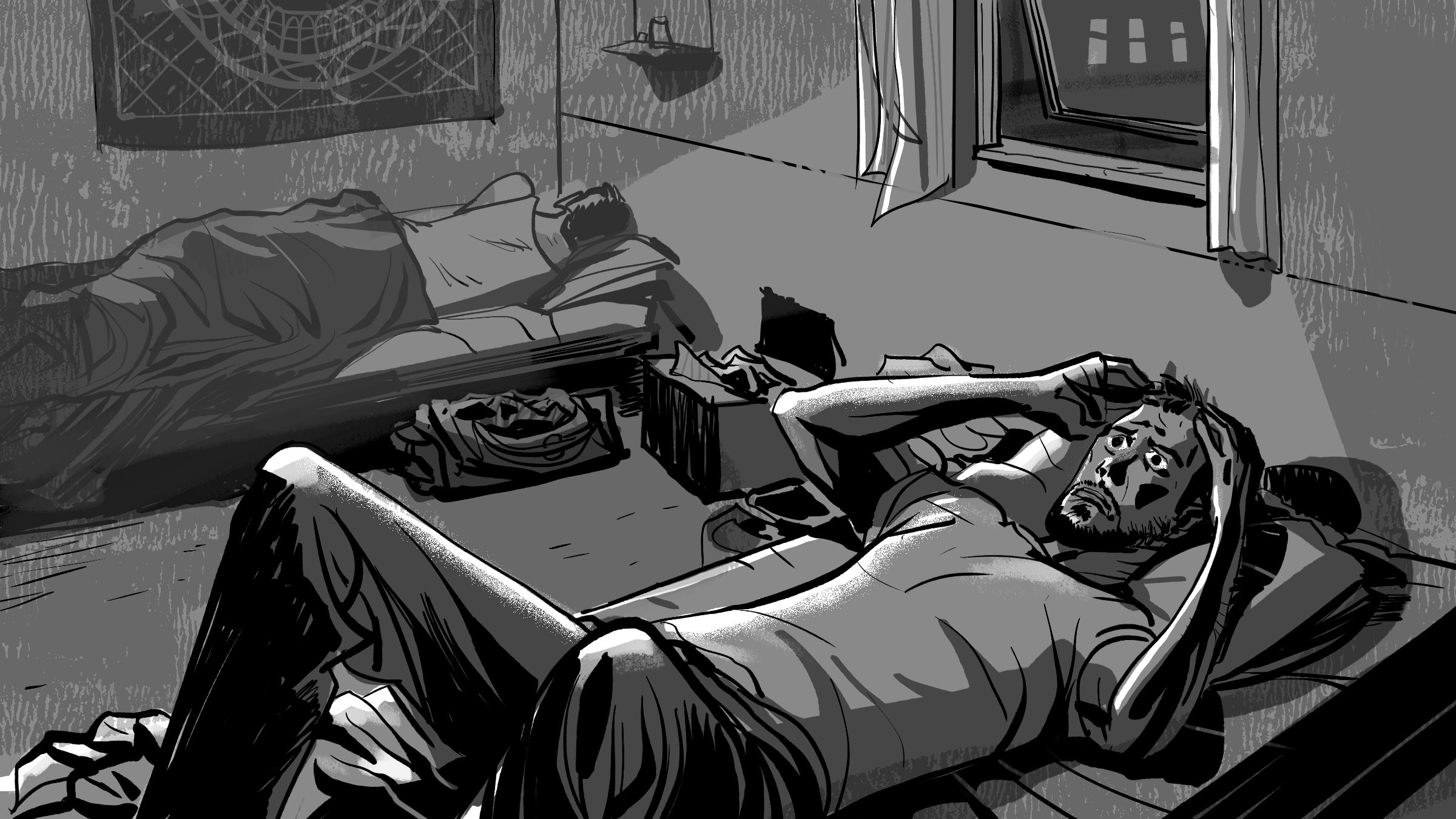 Illustration montrant deux hommes afghans en train de se reposer