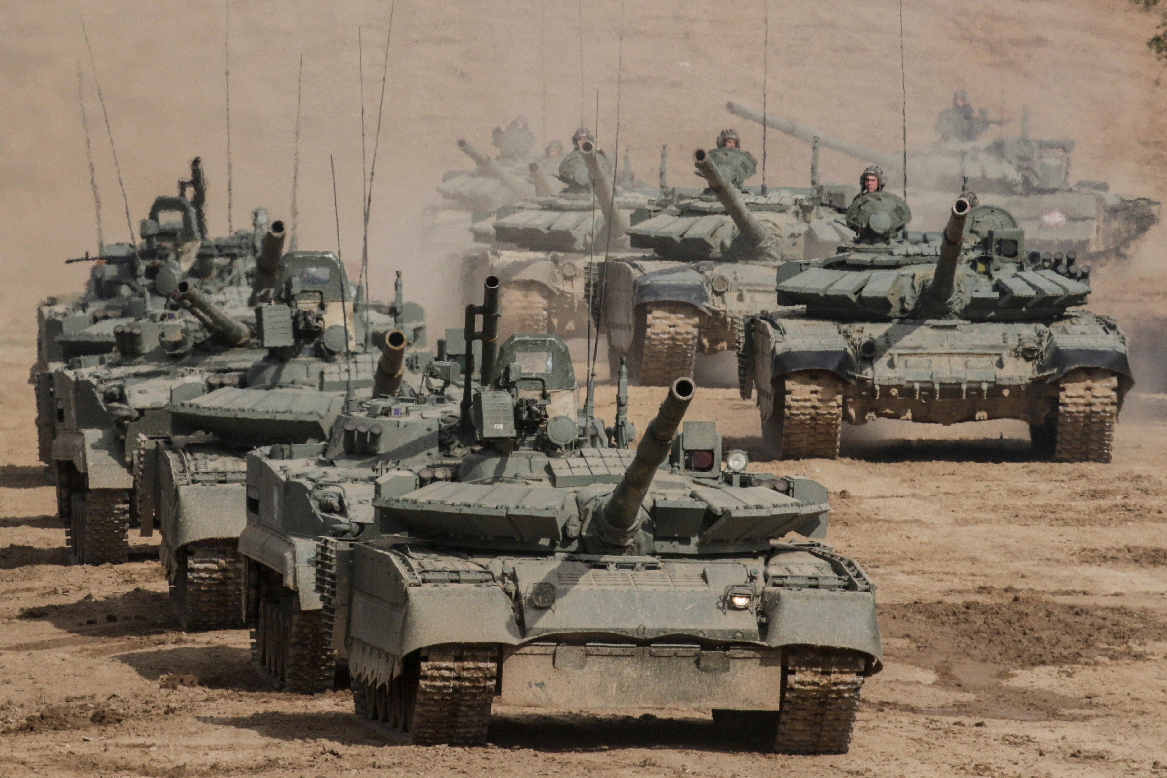 A procession of tanks