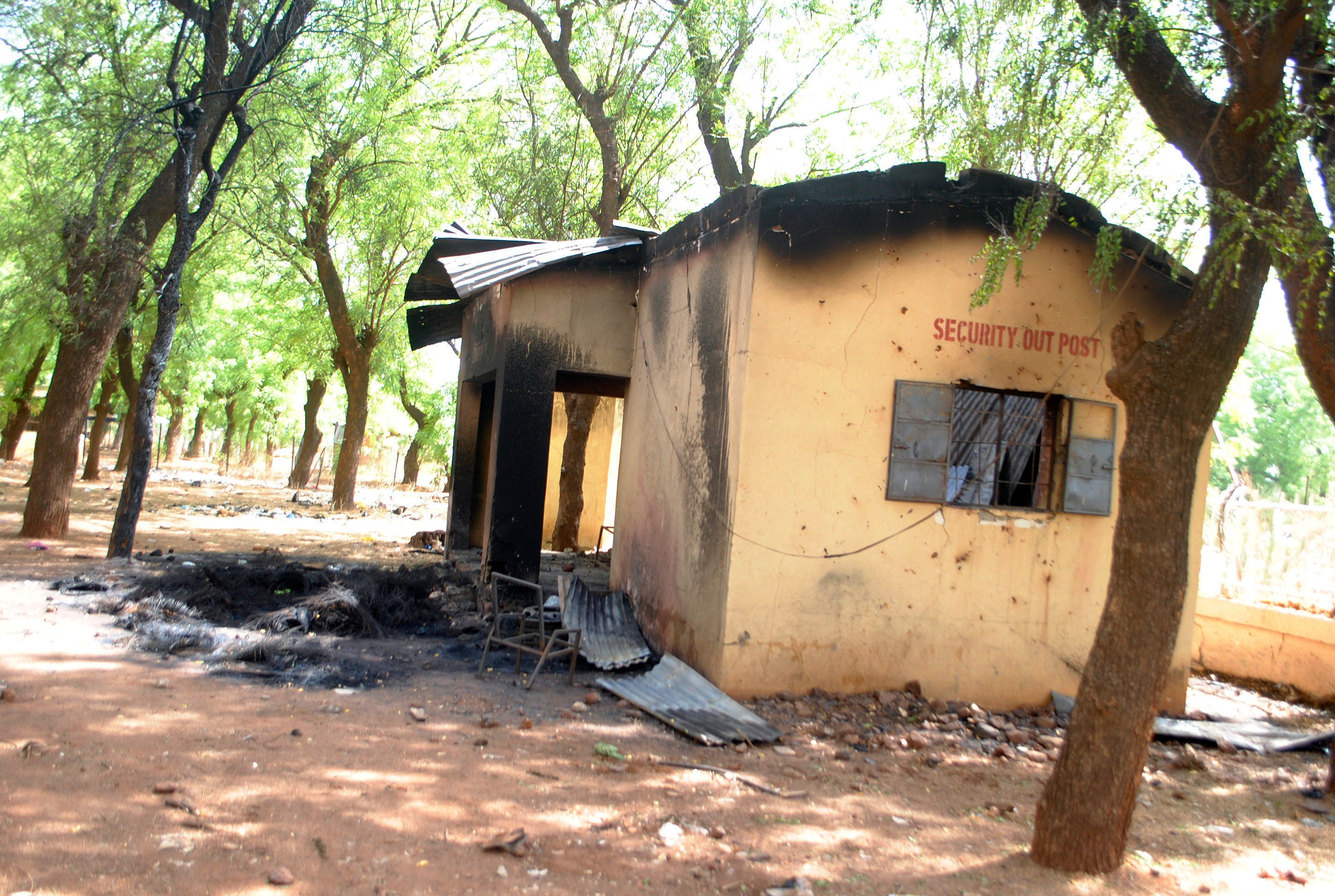 A burned-out building