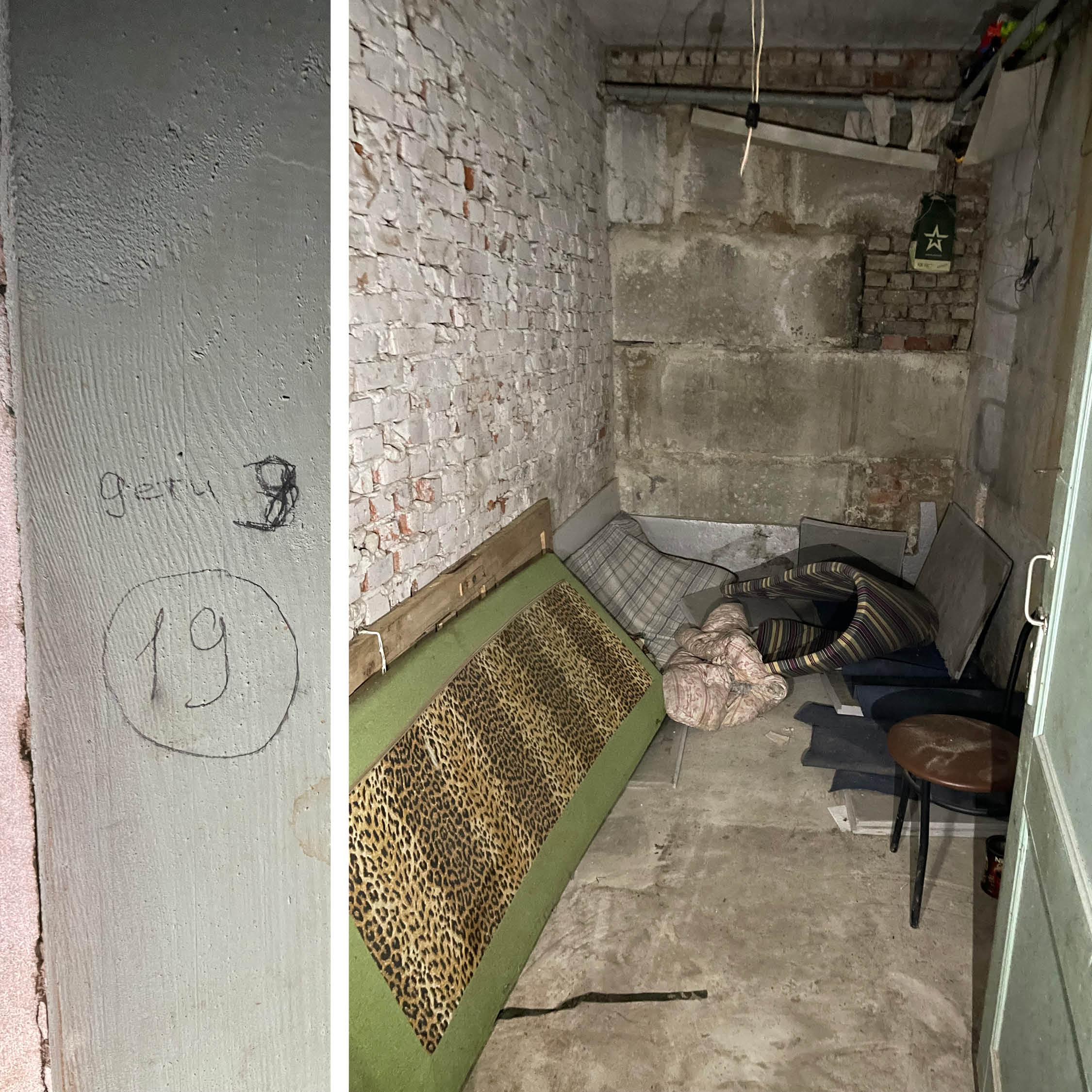 Напис на рамі дверей свідчить про те, що в цій кімнаті тримали 19 дорослих та 9 дітей.