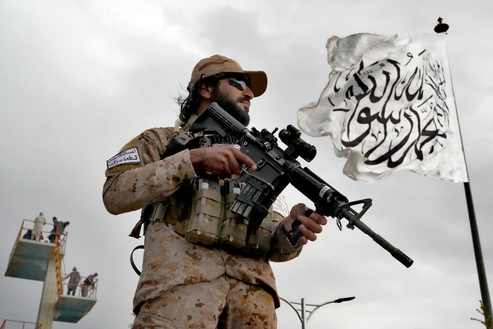 A Taliban special forces soldier stands guard in Kabul
