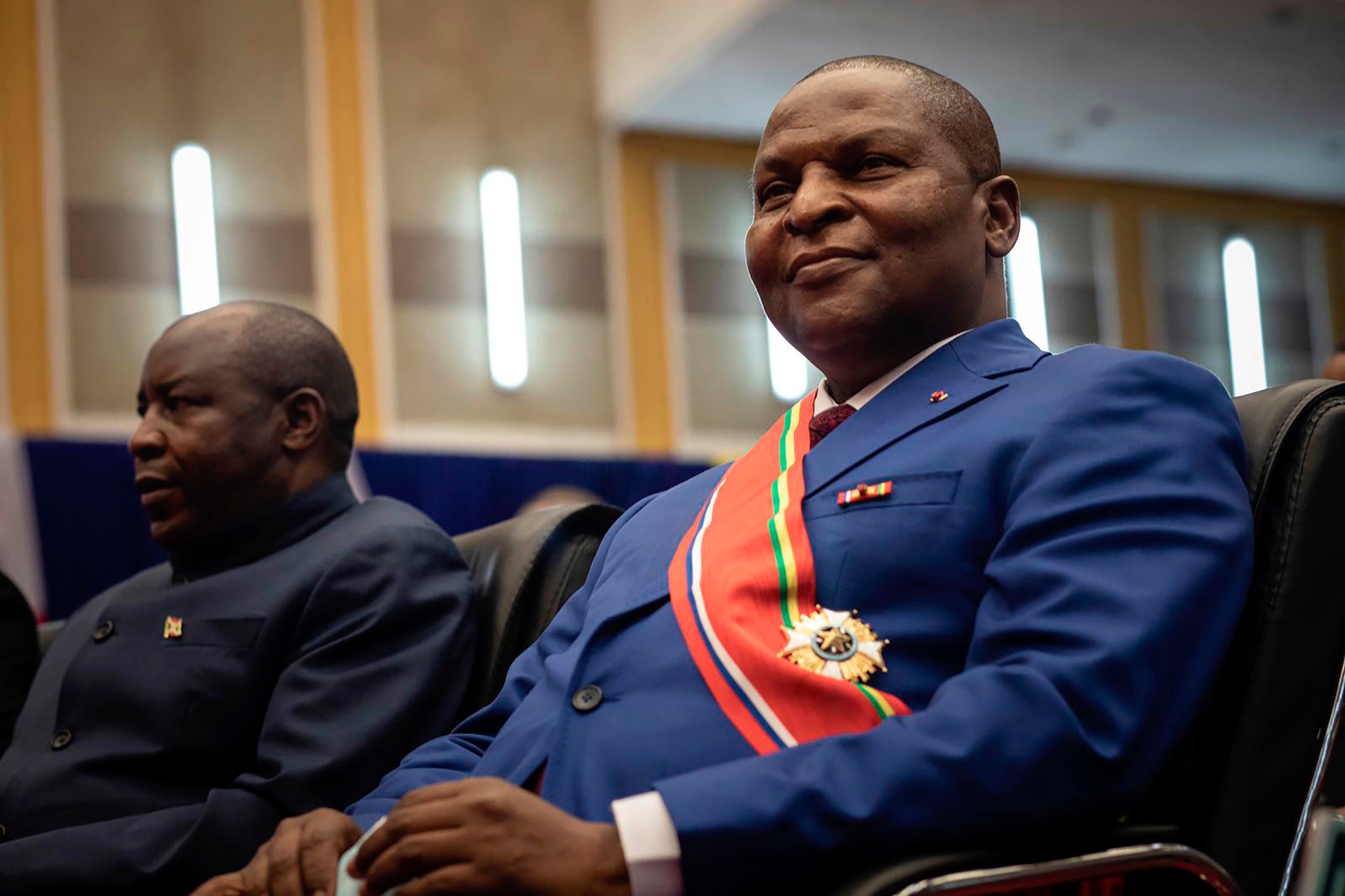 Le président de la République centrafricaine, Faustin-Archange Touadéra, lors de son investiture à Bangui, en République centrafricaine, le 30 mars 2021.