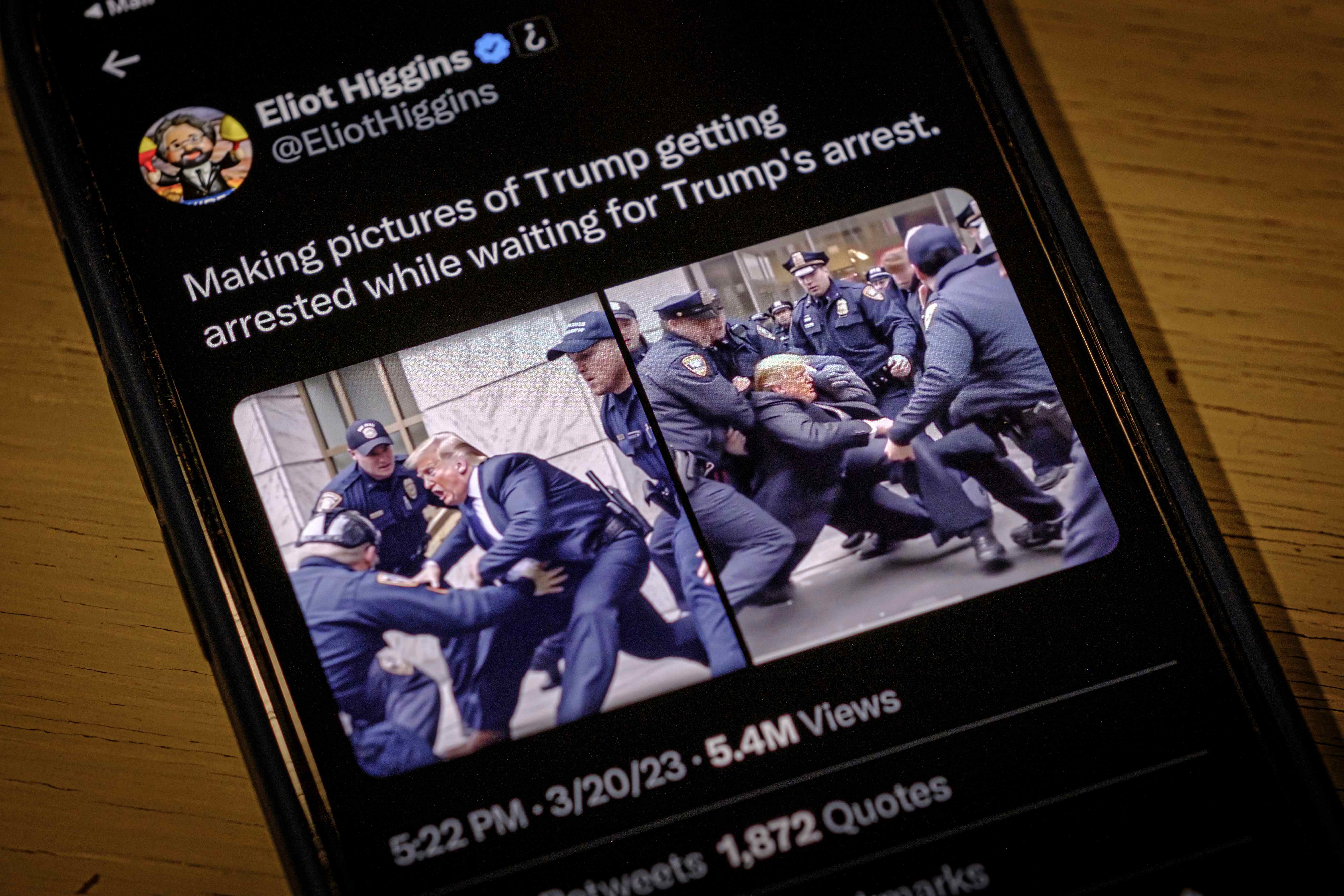 AI-generated photos shown on a mobile phone