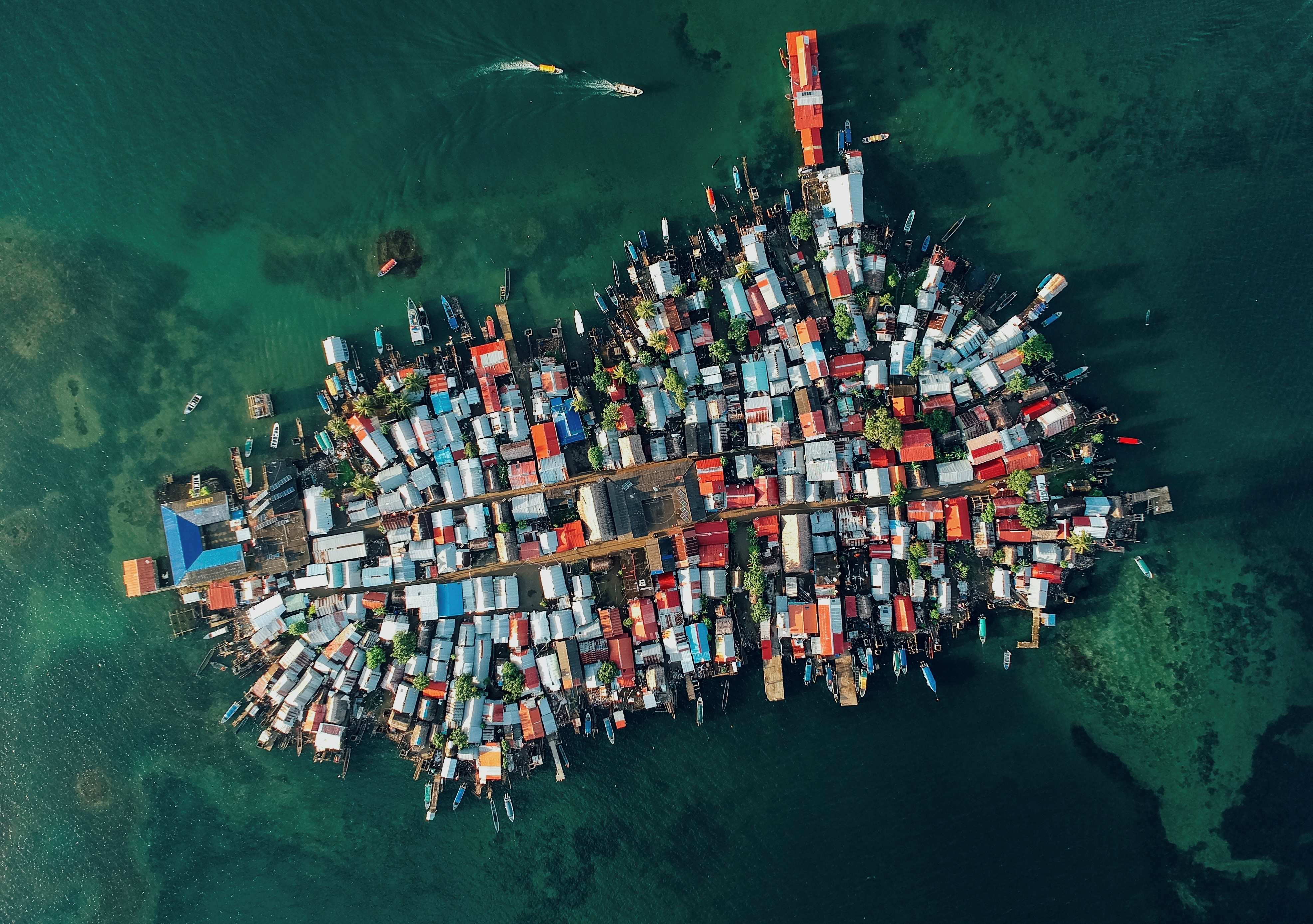 Aerial shot of a small island