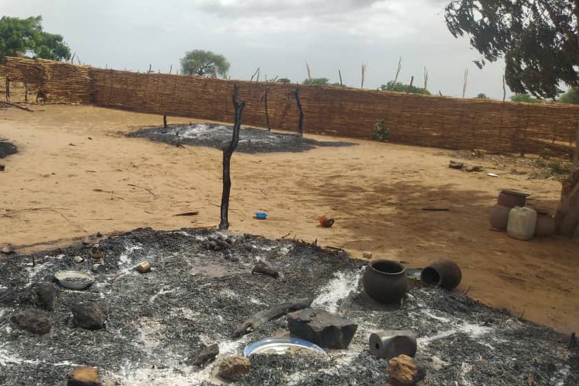 Burned down dwelling in Misterei, Sudan, after the May 28 attack. 