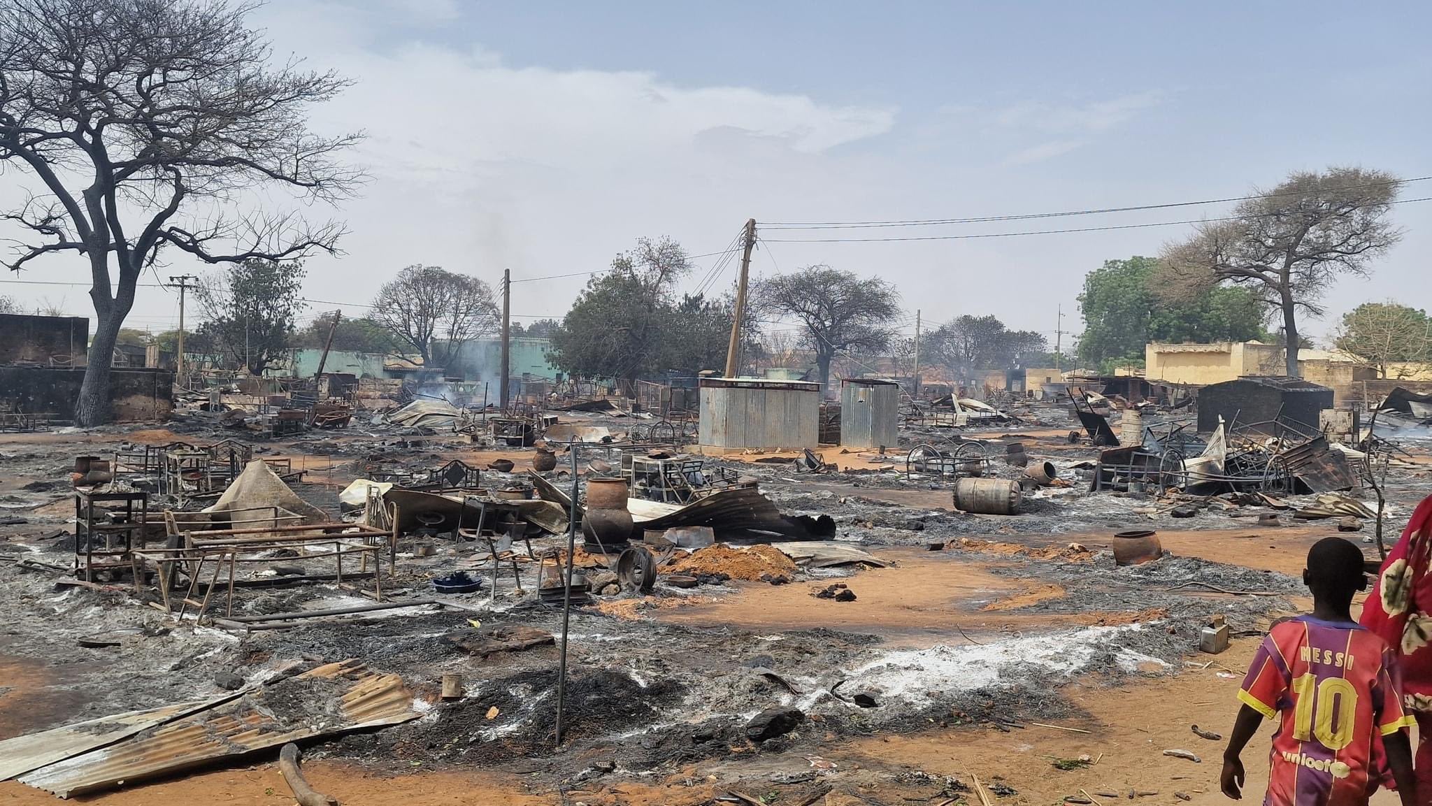 Destroyed remains of a town square