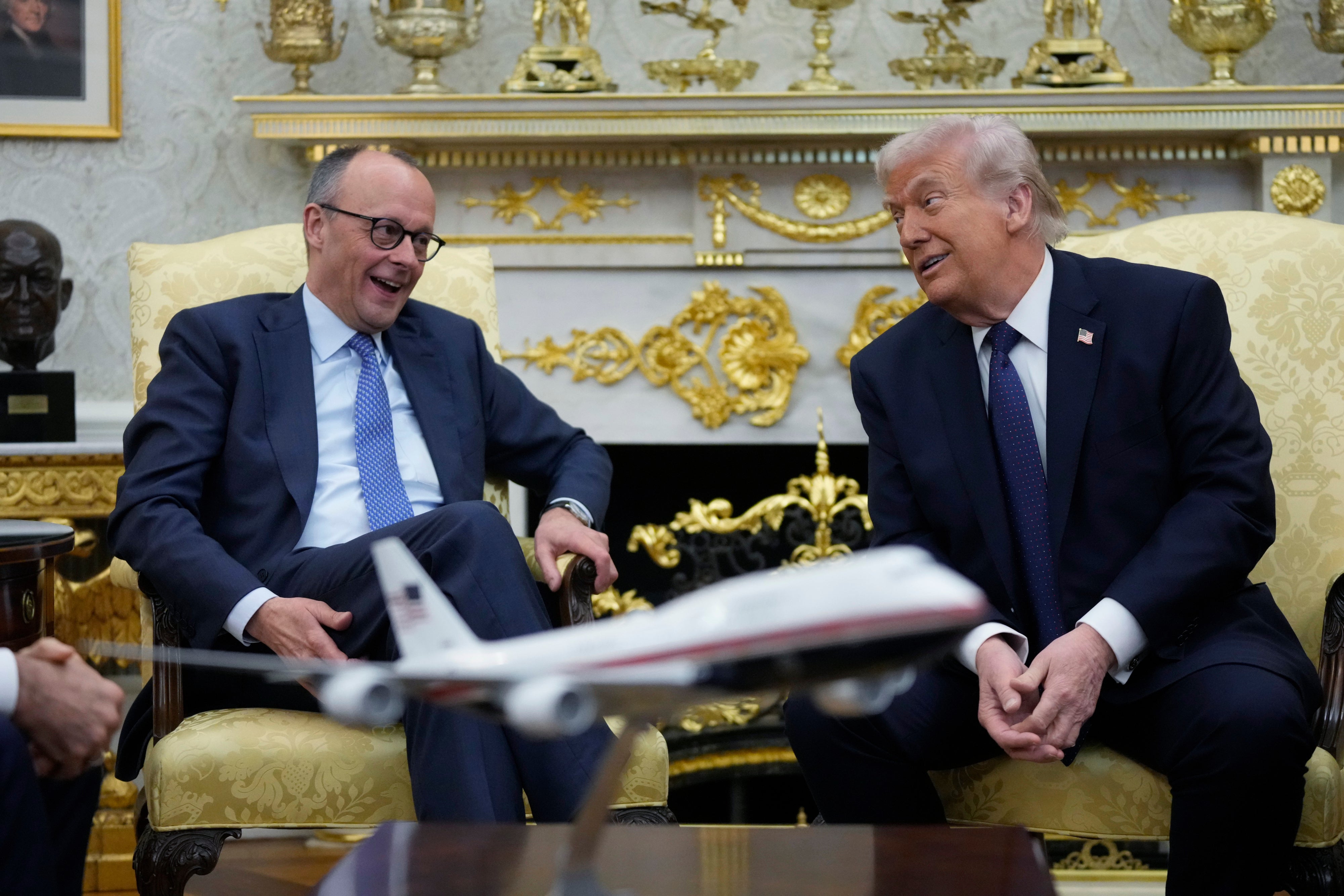 US President Donald Trump (right) meets with German Chancellor Friedrich Merz in the Oval Office at the White House in Washington DC, March 3, 2026. 