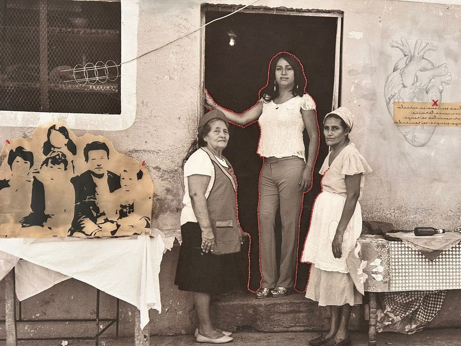 A portrait of Sandra R., a transgender woman, with two family members