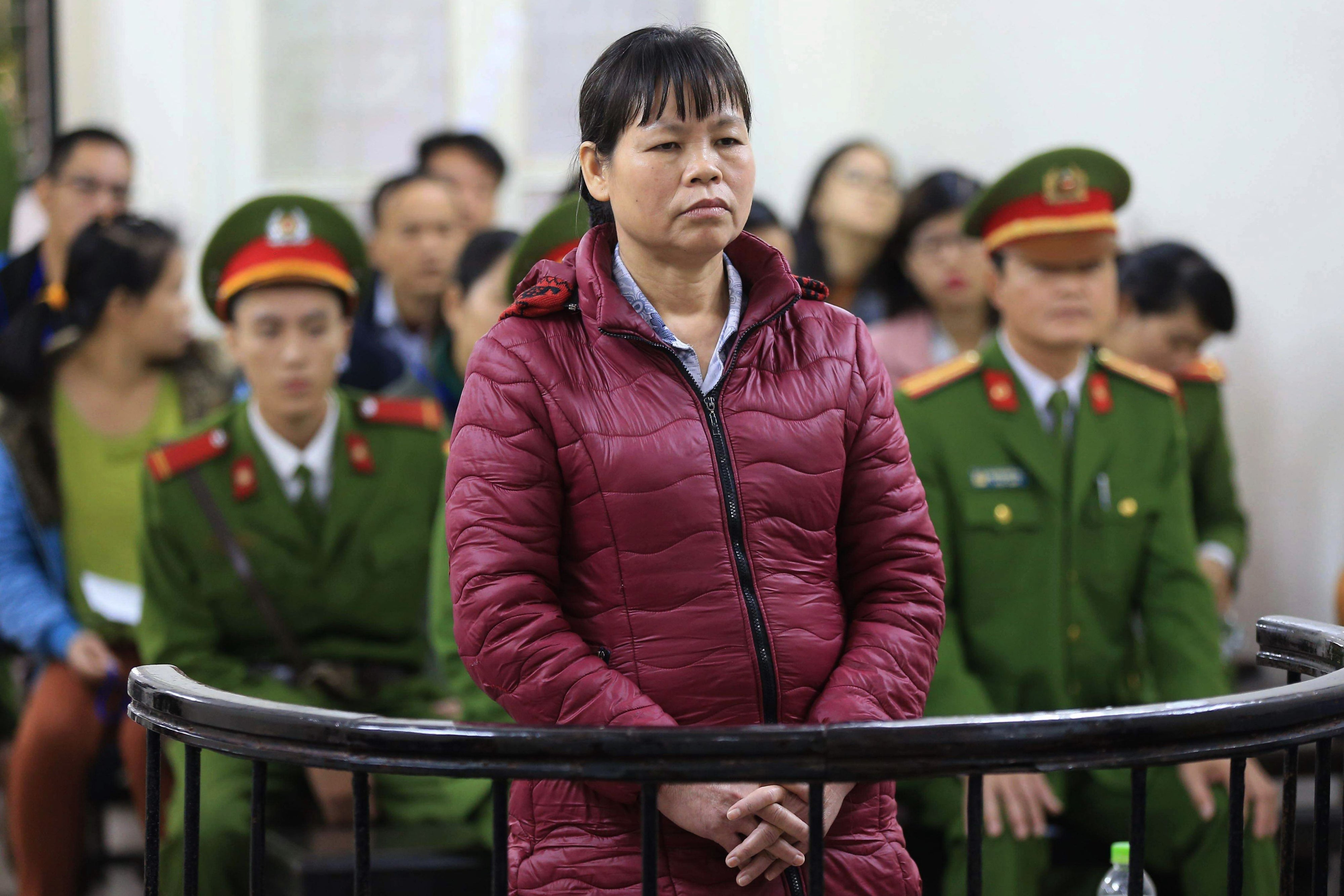 Can Thi Theu in the dock during her appeal at the Hanoi People's Court, Vietnam, on November 30, 2016.