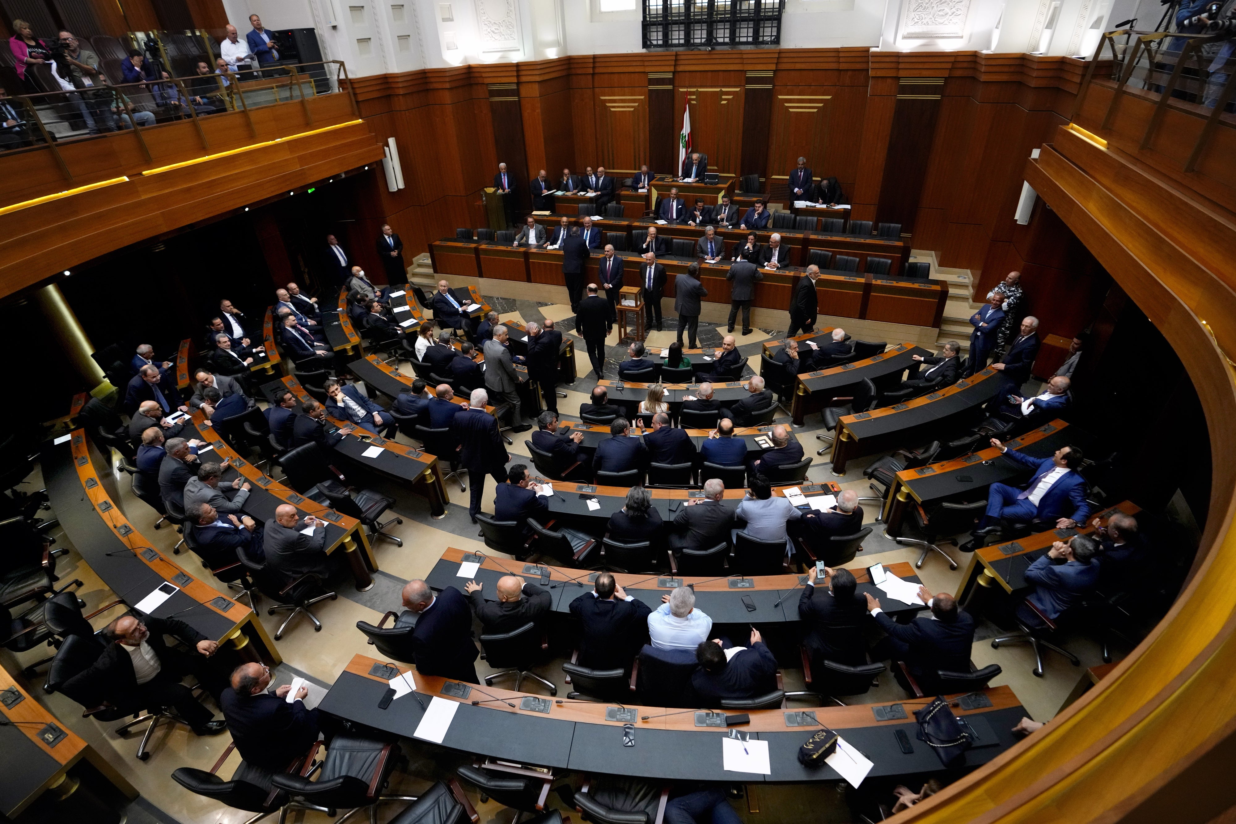  Lawmakers at the parliament building in Beirut, Lebanon, June 14, 2023. 