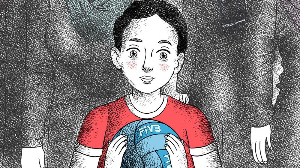 Frauen im Iran dürfen nicht an Männersport-Events im Stadium teilnehmen (Bildauschnitt einer Animation).
