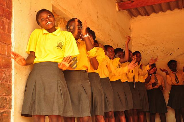 Students at the Lusaka Girls School in Zambia who participate in an empowerment club run by Girls Not Brides member Continuity Zambia.
