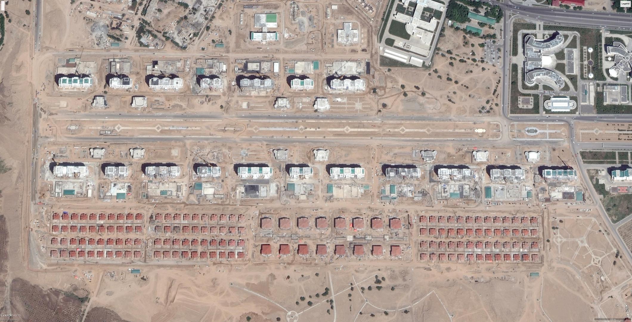 Satellite imagery showing after large scale demolitions occurred in Turkmenistan