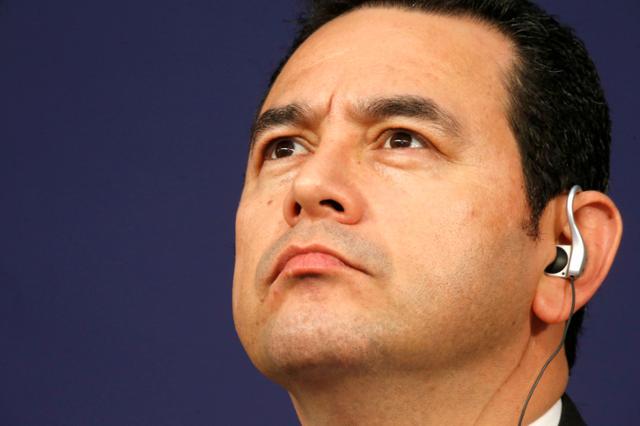 Guatemala's President Jimmy Morales attends the Latin America and Caribbean International Economic Forum at the Bercy Finance Ministry in Paris