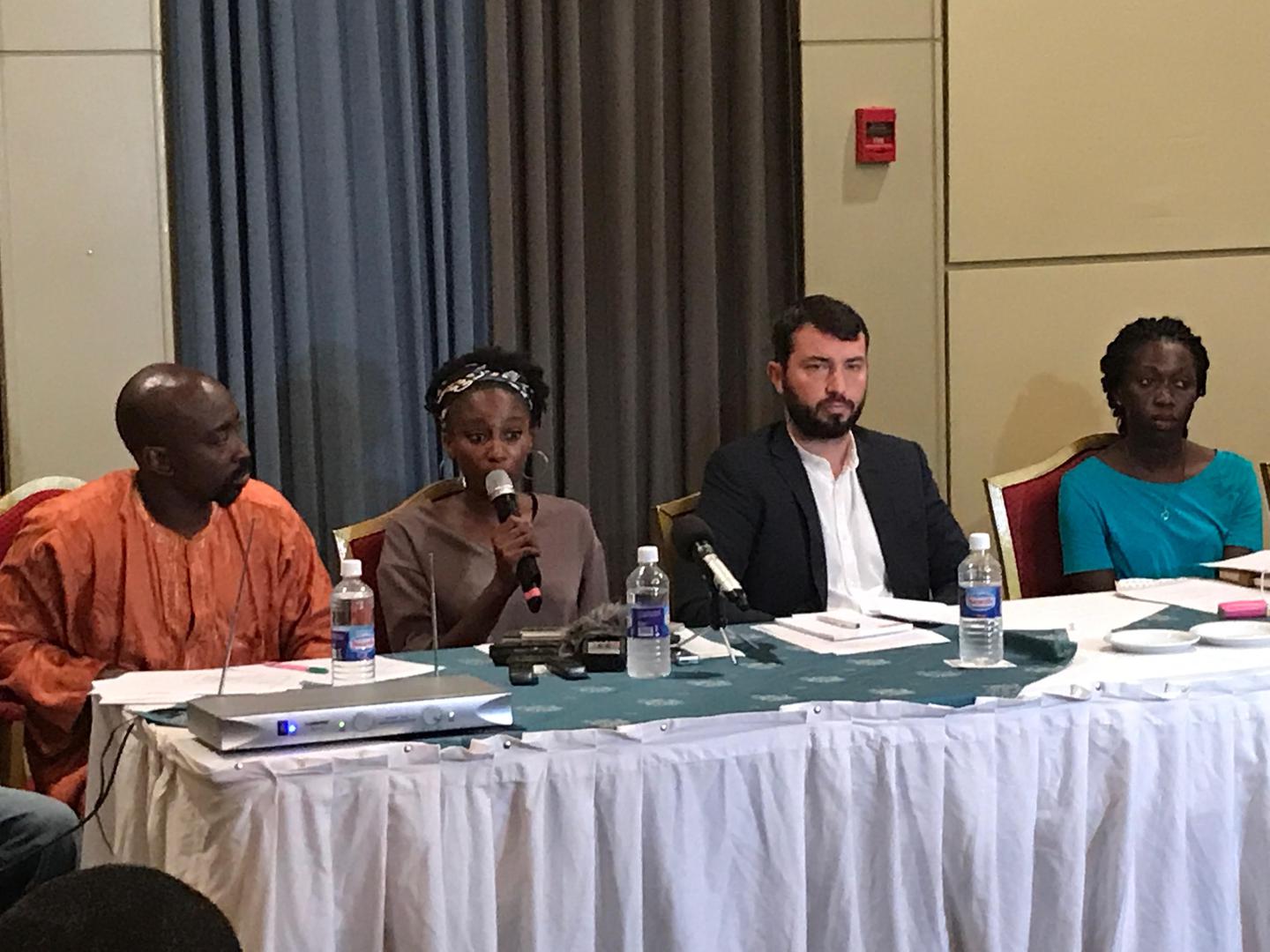 Nana-Jo N'dow speaking at the launch of the "Campaign to Bring Yahya Jammeh and his Accomplices to Justice" (#Jammeh2Justice)