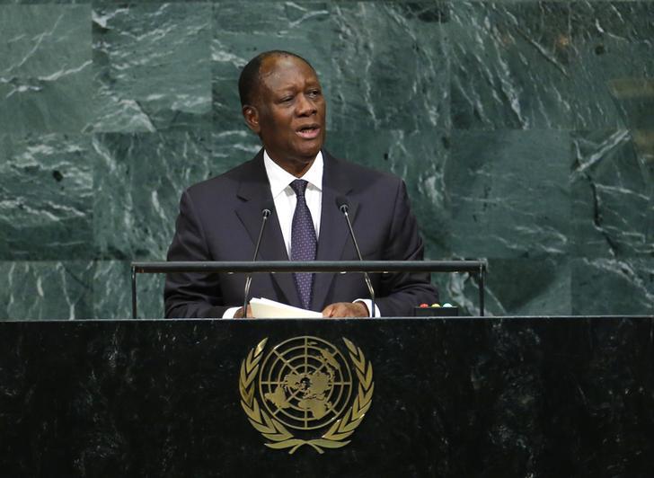Ivory Coast President Alassane Ouattara addresses the 72nd United Nations General Assembly at U.N. headquarters in New York, U.S., September 20, 2017. REUTERS/Eduardo Munoz
