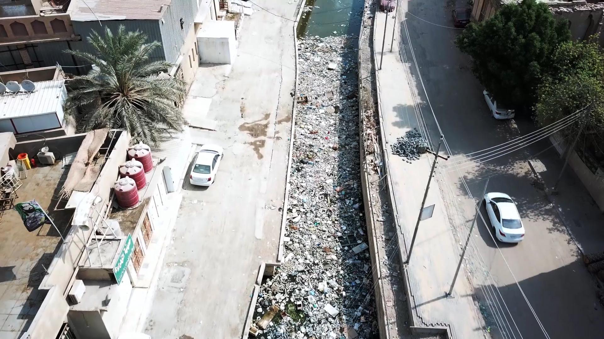 صورة بواسطة طائرة بدون طيار التقطها المجلس النرويجي في مدينة البصرة في أكتوبر/تشرين الأول 2018.