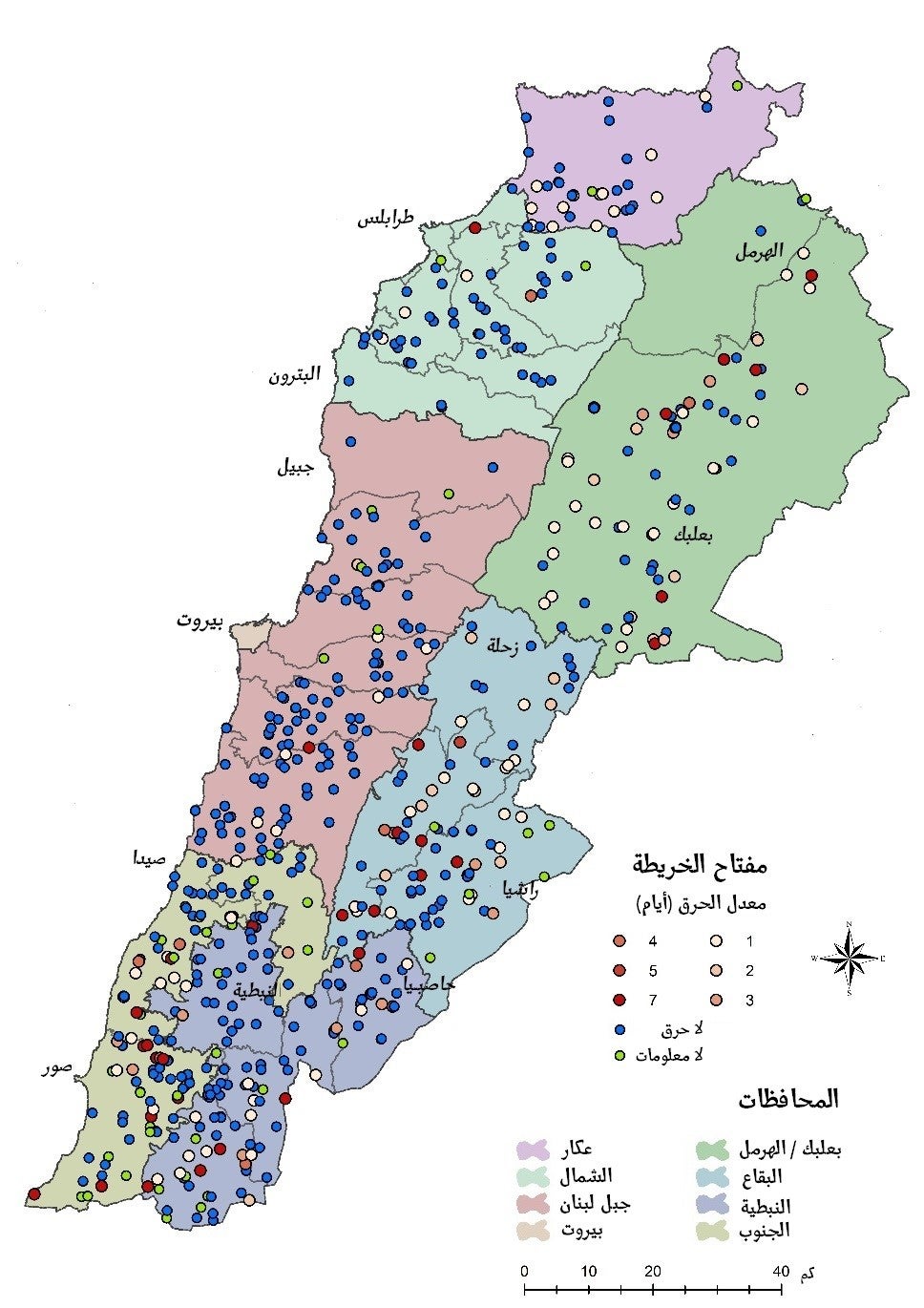 خريطة لبنان