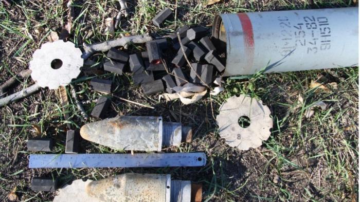 Remnants of a misfired 9M22S incendiary 122mm Grad rocket