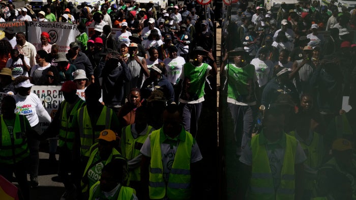 An anti-immigration protest in Johannesburg, South Africa, on April 29, 2026.