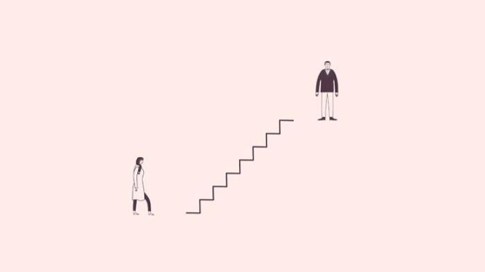 Animation still showing going up stairs to resemble the work ladder