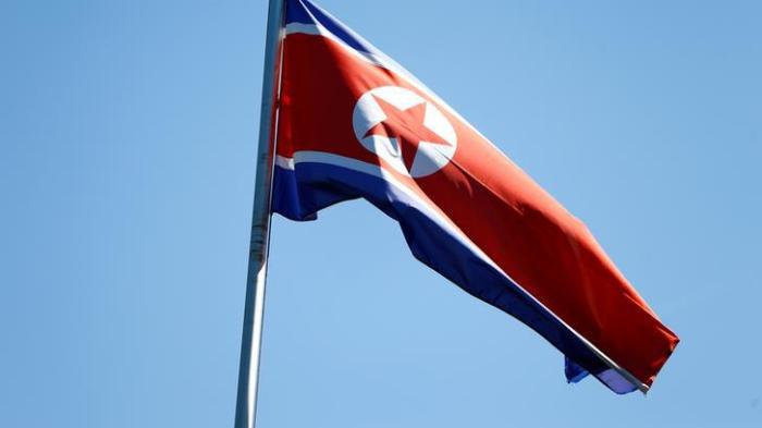 A North Korean flag flies at the DPRK Permanent Mission in Geneva. 