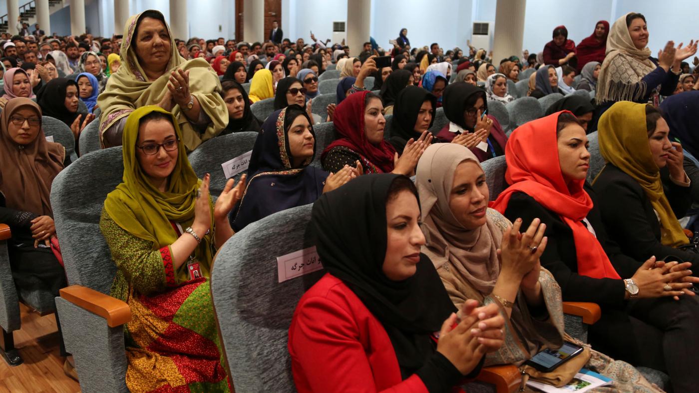 Delegates attend the last day of the Afghan Loya Jirga meeting in Kabul, Afghanistan, Friday, May 3, 2019.
