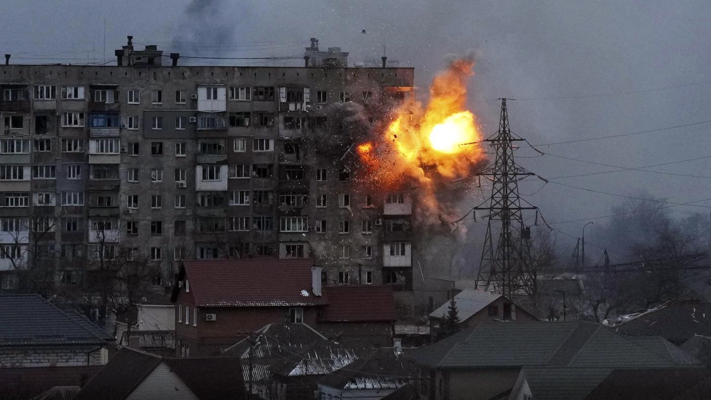 An apartment building explodes