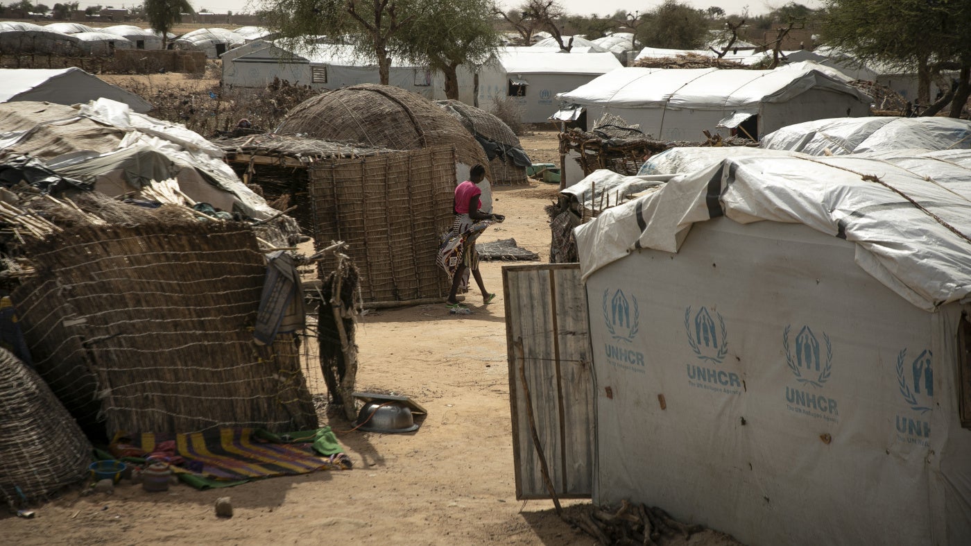 Shelters and tents at the Wendou 2 internally displaced persons camp in Dori, Burkina Faso, May 29, 2024. 