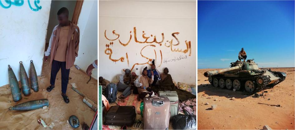 موظفون سودانيون في بلاك شيلد للخدمات الأمنية بعد نقلهم إلى مجمع عسكري في راس لانوف في ليبيا. 