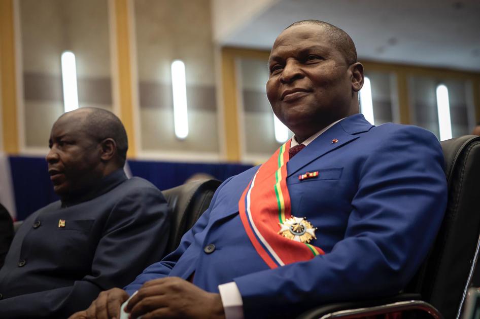 Le président de la République centrafricaine, Faustin-Archange Touadéra, lors de son investiture à Bangui, en République centrafricaine, le 30 mars 2021.