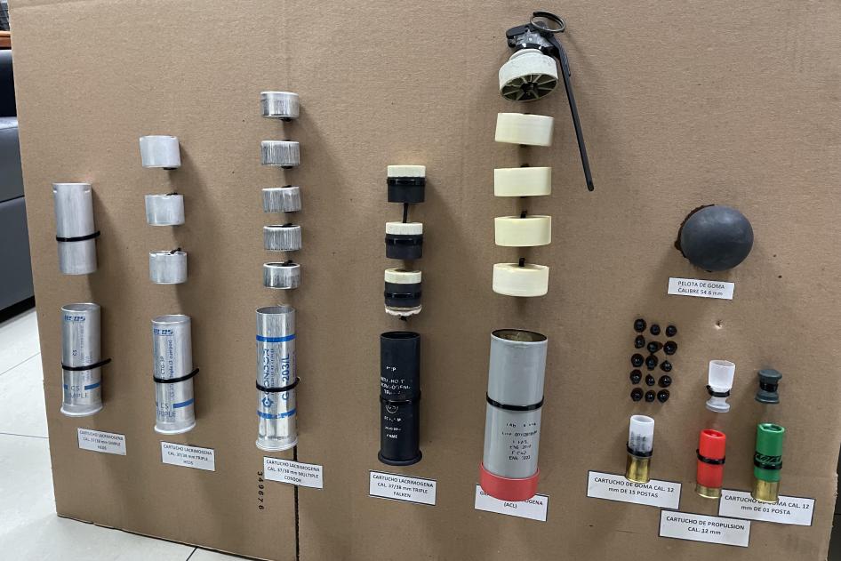 A row of munitions