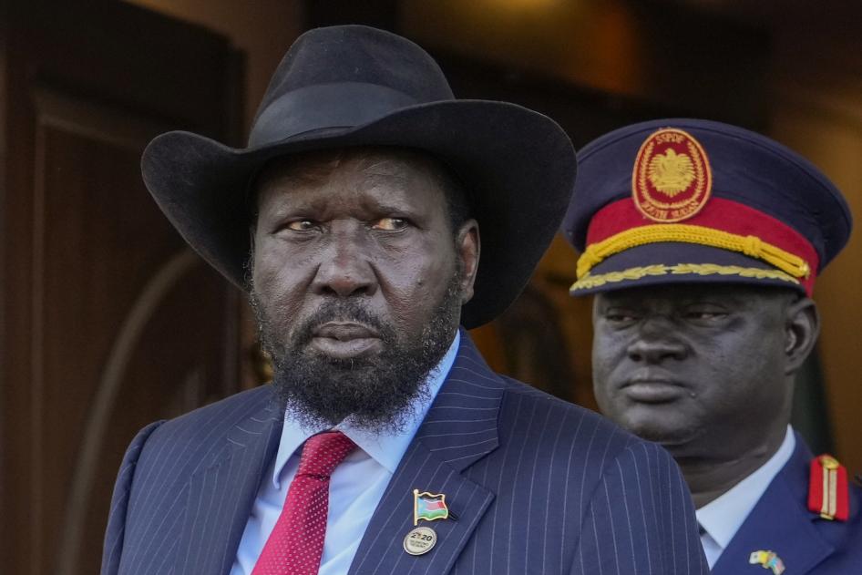 South Sudan's President Salva Kiir arrives at Juba's Presidential Palace, South Sudan, February 3, 2023.