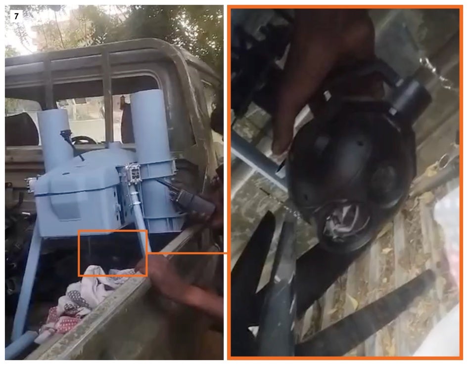One video (7) posted by a pro-RSF account on March 9, 2024, shows unidentified fighters looking at a drone of this model. The drone shows no signs of wear and is in the back of a pickup truck. The drone’s camera is clearly visible.  Human Rights Watch identified the camera as a Chinese-made Viewprotech Q30TIR-50. 