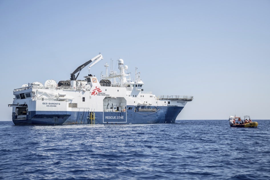 The Geo Barents ship, operated by Médecins Sans Frontières, is on a rescue mission in the Central Mediterranean Sea, August 2, 2024.