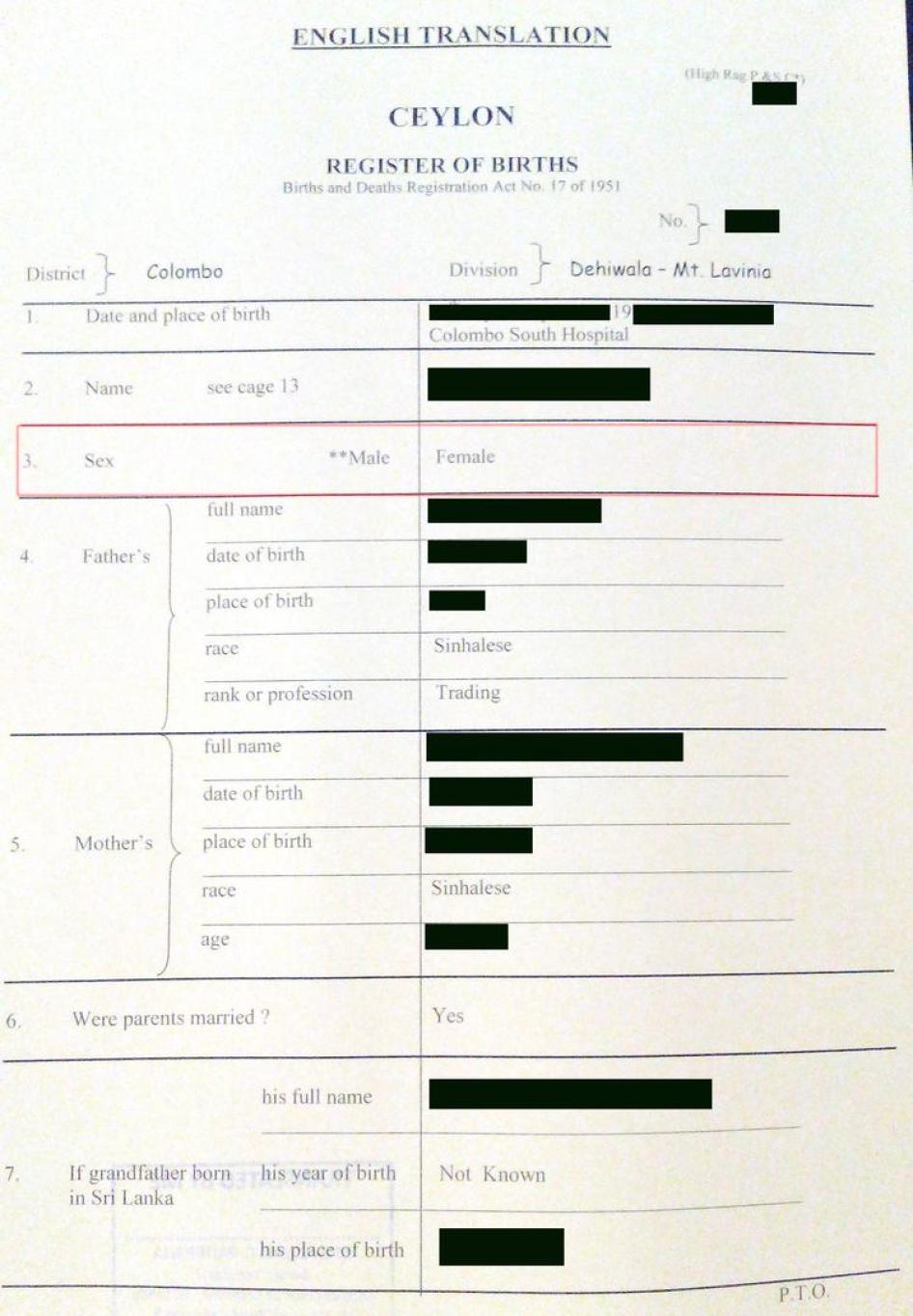 Birth Certificate in Sri Lanka