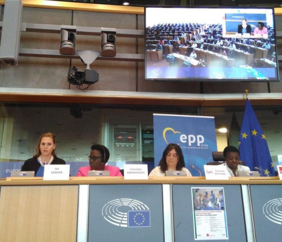Ida Sawyer s'exprime au Parlement européen, à Bruxelles, le 7 juin 2017.