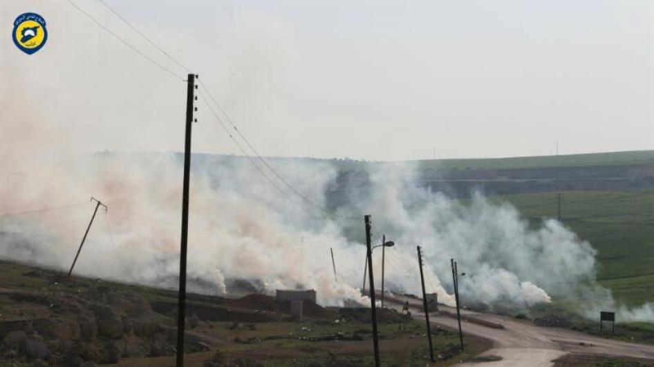 The aftermath of an airstrike using incendiary weapons on Khan Sheykhoun in Idlib Province, April 16 2017.