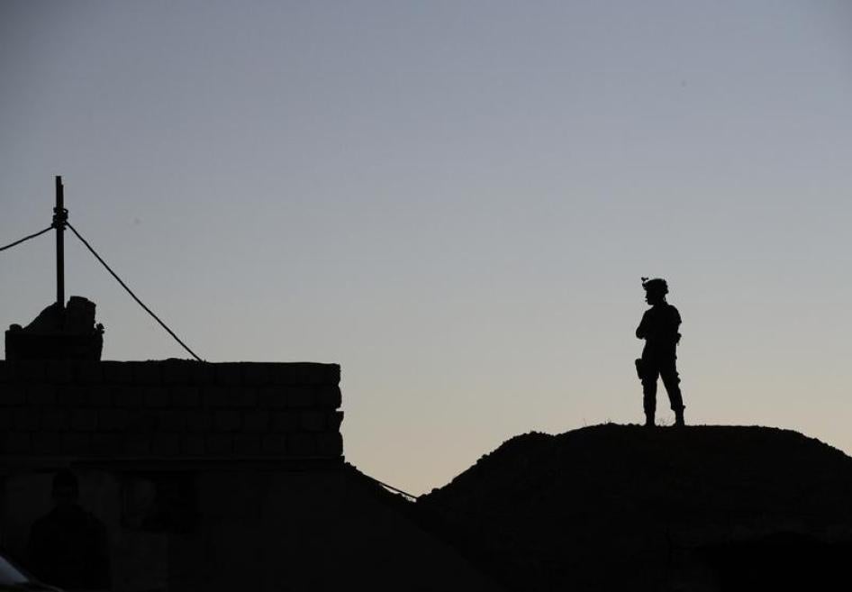 A Peshmerga soldier on the outskirts of the city of Erbil in the Kurdistan Region of Iraq on January 2, 2017.