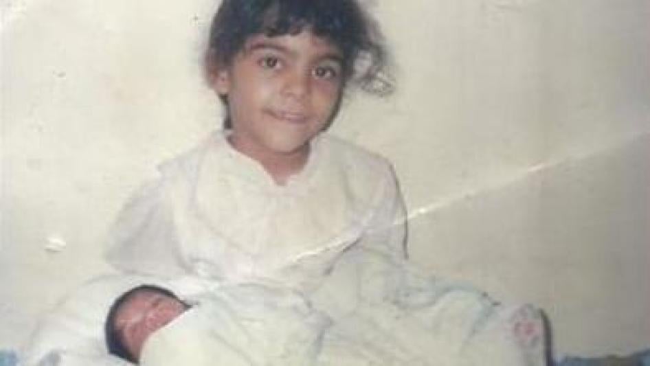 A photograph released by Israa al-Ghomgham’s supporters showing her as a young girl. This is the only photo available of her. Twitter