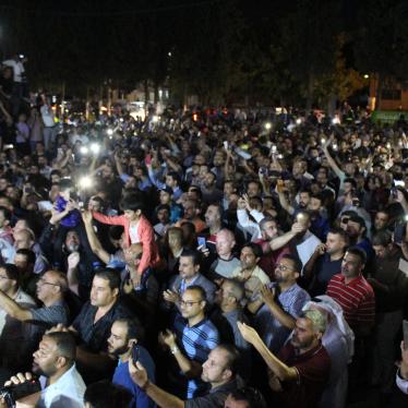Thousands of Jordanian teachers march from the governorship building to the Professional Unions Complex to demand a reversal of the decision to close the Teachers Union, in Irbid, Jordan on August 01, 2020.