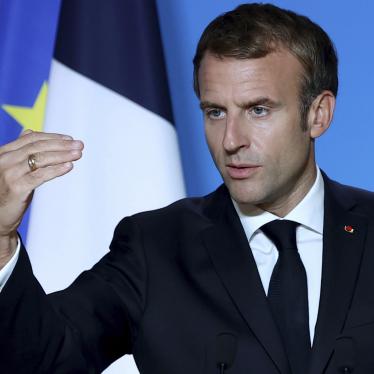 French President Emmanuel Macron speaks during a media conference at an EU summit in Brussels, October 22, 2021.