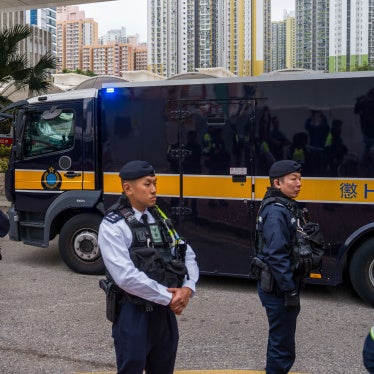 A prison van believed to be carrying Jimmy Lai leaving West Kowloon Magistrates Courts where his sentencing took place in Hong Kong, February 9, 2026.
