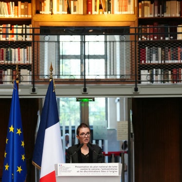 France's junior Minister for equality Aurore Berge during the presentation of the new national Plan to fight against racism, antisemitism and discrimination based on origin at the Bibliotheque Nationale of France (BNF) in Paris on July 6, 2026.